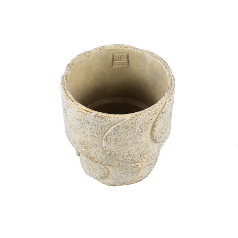 Maceta de cemento crema Gibran con escamas en capas redondas - Imagen 3