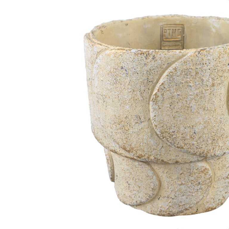 Maceta de cemento crema Gibran con escamas en capas redondas - Imagen 4